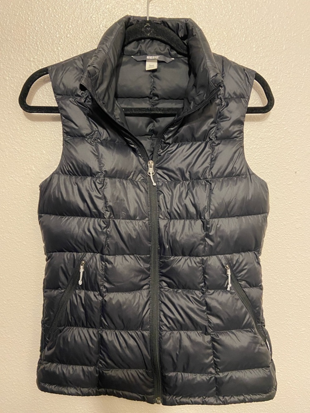 REI Co-op Black Quilted Down Vest, Size Small